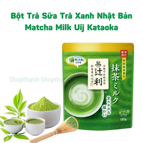 Bột Trà Sữa Matcha Tsujiri Kataoka 190g - Matcha Nhật Bản Chuẩn Vị, Pha Nhanh Gọn Trà Sữa Matcha Sữa Hòa Tan