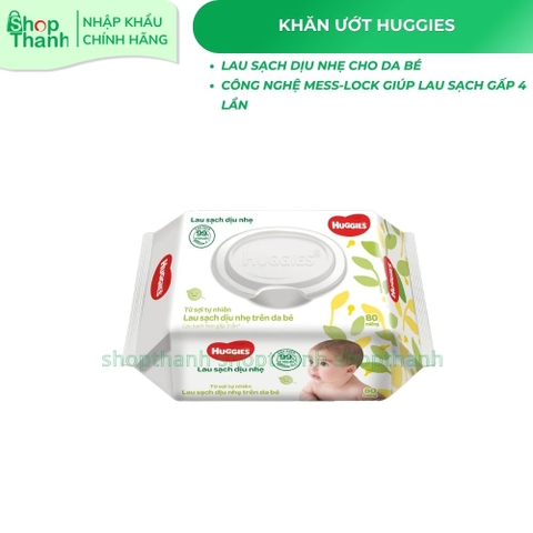 Khăn Ướt Huggies Cho Bé 80 Tờ - Mềm Mại, Dưỡng Ẩm, An Toàn Cho Da Nhạy Cảm Trẻ Sơ Sinh