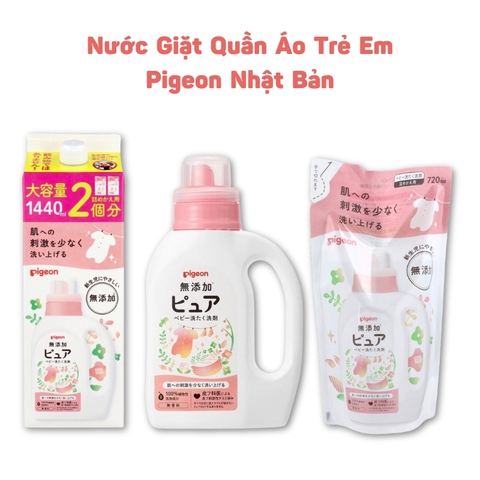 Nước Giặt Quần Áo Cho Bé Pigeon Nhật Bản 800ml Dịu Nhẹ An Toàn Da Nhạy Cảm Giữ Màu Và Mềm Mại