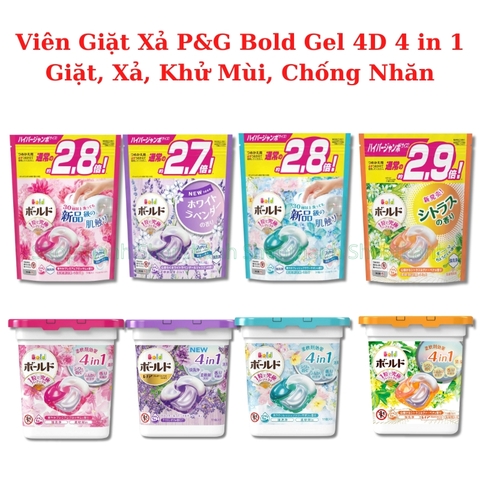 Viên Giặt P&G Gel Ball Bold 4D 4in1 - Giặt, Xả, Khử Mùi, Chống Nhăn Nhật Bản