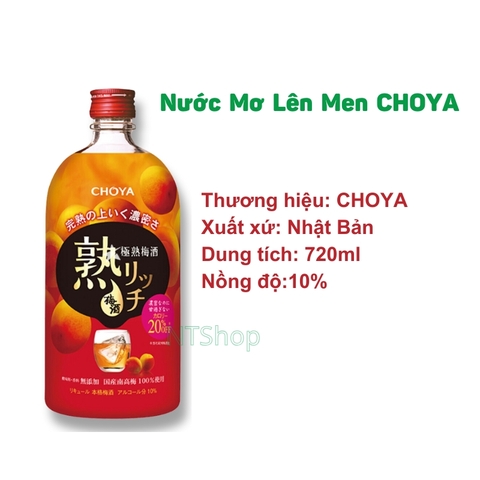 Nước Mơ Ngâm Lên Men Choya Jyuku Rich Umeshu 720ml 10% - Rượu Mơ Nhật Bản Cao Cấp, Hương Vị Đậm Đà, Tinh Hoa Mơ Nanko Chín