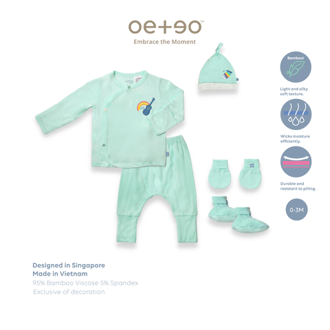 Bộ WOW sơ sinh áo cài lệch bé trai bé gái 0 - 3 tháng vải sợi tre WSETWEL1-1232 | OETEO Whimsical