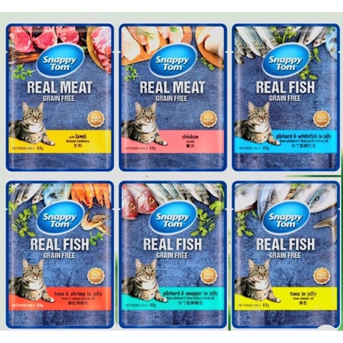 Pate mèo - Snappy tom REAL FISH gói 85gr