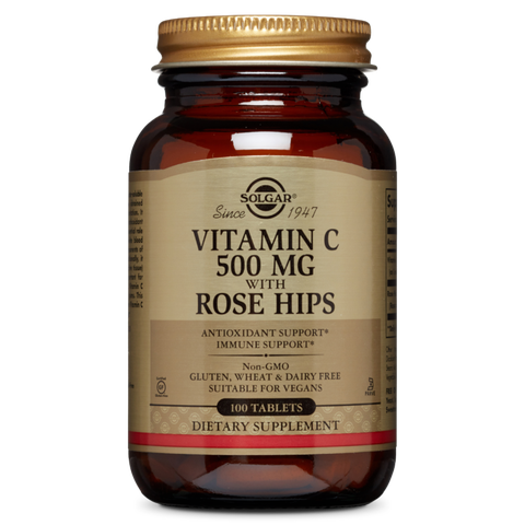 Solgar® Vitamin C 500 mg với Dầu Tầm xuân Rose Hips 100 viên nén