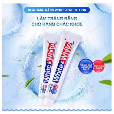 Kem Đánh Răng White & White Lion Nhật Bản 150g Làm Trắng Răng Và Mang Lại Hơi Thở Thơm Mát