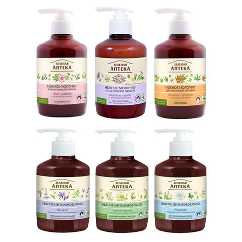 Dung Dịch Vệ Sinh Phụ Nữ Làm Dịu Da, Ngăn Ngừa Vi Khuẩn, Cân Bằng Độ pH Vùng Kín Zelenaya Apteka 370ml