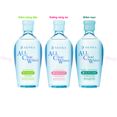 Nước tẩy trang Senka All Clear Water Micellar Formula Nhật Bản 230ml dưỡng sáng, giảm nhờn, giảm mụn