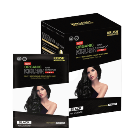 Dầu Gội Phủ Bạc Krush Anh Quốc Hộp 10 Gói x 25ml - Màu Đen Tự Nhiên
