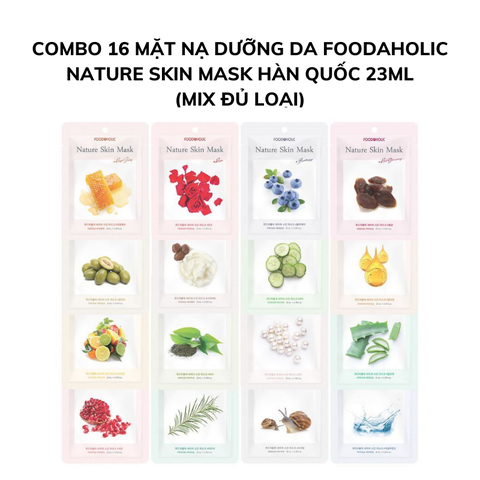 Combo 16 Mặt Nạ Dưỡng Da Trắng Sáng Toàn Diện Foodaholic Nature Skin Mask Hàn Quốc 23ml (Mix Đủ Loại)