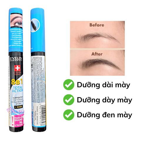 Tinh Chất Dưỡng Mày Eveline 8in1 Total Action Eyebrow Therapy Professional Của Nga 10ml