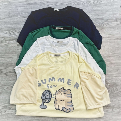 MS001 - MS006 Áo Thun Unisex Nam Nữ, Áo Thun Form Rộng Thời Trang In Hình Dễ Thương Freesize