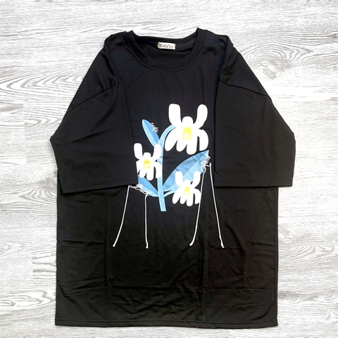 MS015 Áo Thun Unisex Nam Nữ, Áo Thun Form Rộng Thời Trang In Hình Hoa Tím Dễ Thương Freesize