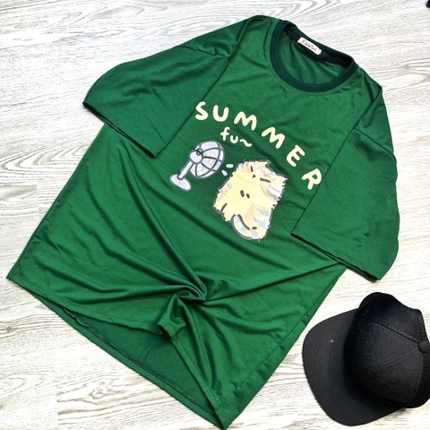 MS005 Áo Thun Unisex Nam Nữ, Áo Thun Form Rộng Thời Trang In Hình Mèo Dễ Thương Freesize