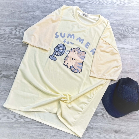 MS001 - MS006 Áo Thun Unisex Nam Nữ, Áo Thun Form Rộng Thời Trang In Hình Dễ Thương Freesize