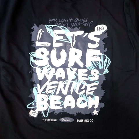 MS021 Áo Thun Unisex Nam Nữ, Áo Thun Form Rộng Thời Trang In Chữ LET'S SURF Dễ Thương Freesize