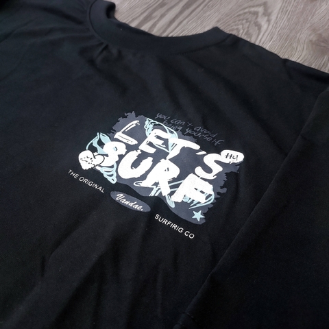 MS021 Áo Thun Unisex Nam Nữ, Áo Thun Form Rộng Thời Trang In Chữ LET'S SURF Dễ Thương Freesize