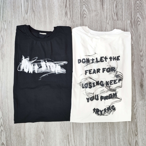 MS006 Áo Thun Unisex Nam Nữ, Áo Thun Form Rộng Thời Trang In Chữ DON'T STOP Dễ Thương Freesize