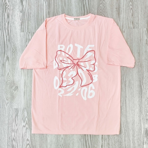 MS025 Áo Thun Unisex Nam Nữ, Áo Thun Form Rộng Thời Trang In Hình NƠ Dễ Thương Freesize