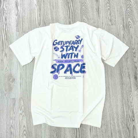 MS023 Áo Thun Unisex Nam Nữ, Áo Thun Form Rộng Thời Trang In Chữ GET UP EARLY Dễ Thương Freesize