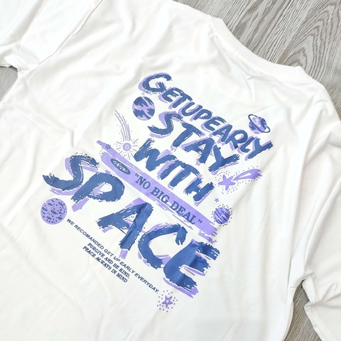 MS023 Áo Thun Unisex Nam Nữ, Áo Thun Form Rộng Thời Trang In Chữ GET UP EARLY Dễ Thương Freesize