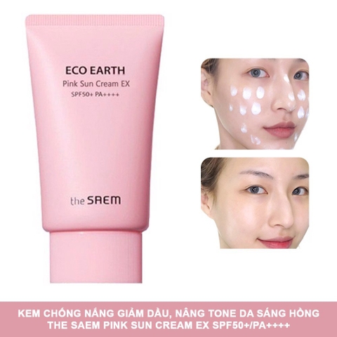 Kem Chống Nắng THE SAEM ECO EARTH PINK SUN CREAM EX SPF 50+ PA++++ 50ml