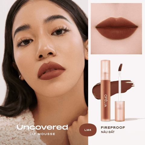 [Chính hãng] Son Kem Lì, Mềm Mịn Môi, Lâu Trôi OFÉLIA Uncovered Lip Mousse Hàn Quốc 4,3g