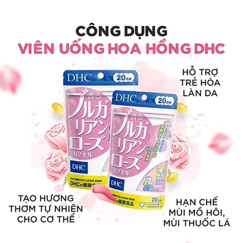 Combo Viên Uống DHC Tóc Bóng Khoẻ - Toả Hương Thơm 30 Ngày (Biotin 30 Viên & Viên Uống Hoa Hồng 60 Viên)