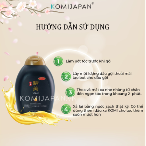 Dầu gội kích thích mọc tóc, dưỡng ẩm và phục hồi Komi Nhật Bản chai 385ml - Chính hãng
