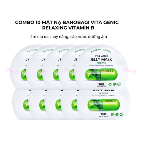 Combo 10 mặt nạ Banobagi Vita Genic Relaxing Vitamin B làm dịu da cháy nắng, cấp nước dưỡng ẩm