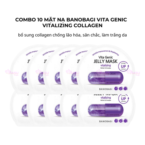 Combo 10 mặt nạ Banobagi Vita Genic Vitalizing Collagen bổ sung collagen chống lão hóa, săn chắc, làm trắng da