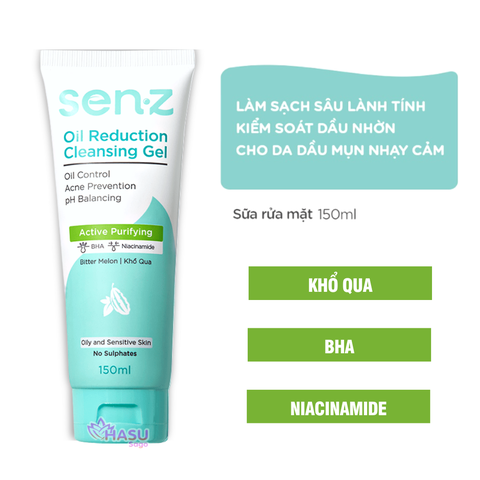 Sữa Rửa Mặt Dạng Gel SenZ Oil Reduction Cleansing Gel 150ml - Sạch Sâu Lành Tính Kiểm Soát Dầu Cho Da Dầu Mụn Nhạy Cảm
