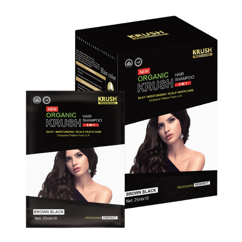 Dầu Gội Phủ Bạc Krush Anh Quốc Hộp 10 Gói x 25ml - Màu Nâu Đen