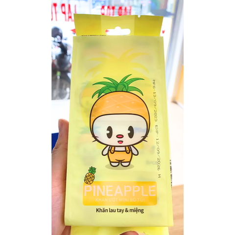 Khăn ướt mini Pineapple bỏ túi, khăn giấy ướt không mùi nhỏ gọn tiện lợi an toàn cho bé Minho