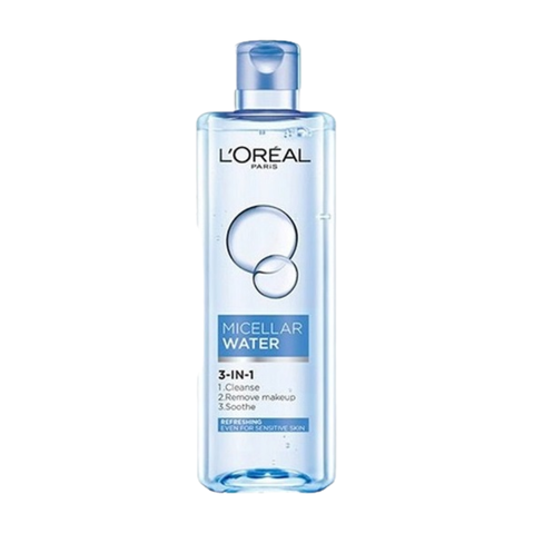 [Chính Hãng] Nước tẩy trang làm sạch, dưỡng ẩm cho mọi loại da L'Oreal 3-in-1 Micellar Water 400ml