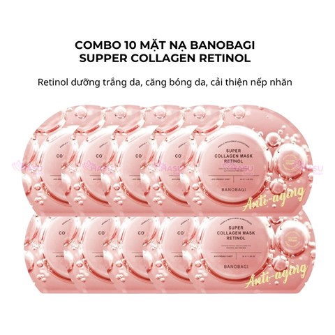 Combo 10 mặt nạ Banobagi Supper Collagen Retinol dưỡng trắng da, căng bóng da