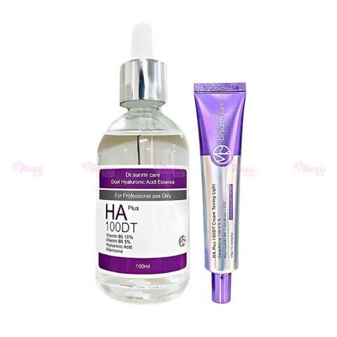 Bộ đôi Serum cấp ẩm căng bóng + Kem dưỡng trắng da HA Plus 100DT Dr.Sunmi Care Hàn Quốc dưỡng trắng, se khít lỗ chân lông