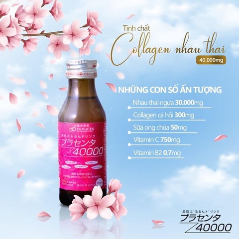 Nước Uống Tinh Chất Nhau Thai Dr Placen Collagen Plan Do See Placenta DP 40000 100ml x 10 Lọ Nhật Bản
