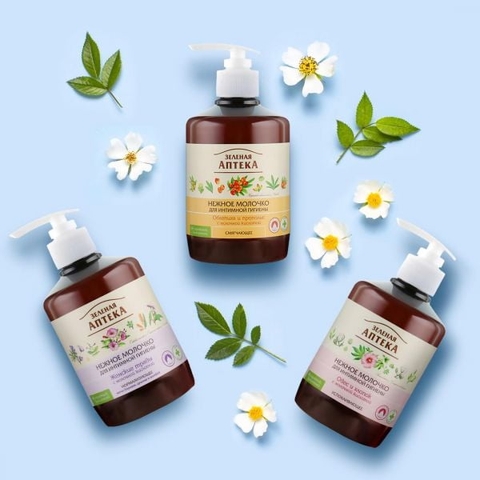 Dung Dịch Vệ Sinh Phụ Nữ Làm Dịu Da, Ngăn Ngừa Vi Khuẩn, Cân Bằng Độ pH Vùng Kín Zelenaya Apteka 370ml