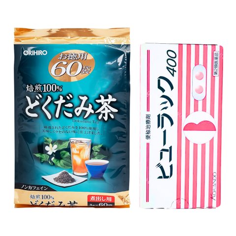 Combo 1 Gói Trà Thanh Lọc Cơ Thể Giảm Cân Giảm Mỡ Bụng + 1 Hộp 8 vỉ nhuận tràng Nhật Bản