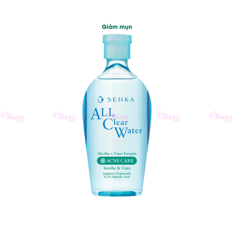 Nước tẩy trang Senka All Clear Water Micellar Formula Nhật Bản 230ml dưỡng sáng, giảm nhờn, giảm mụn