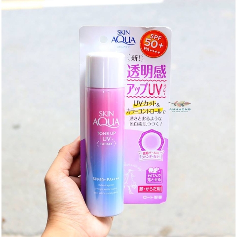 Xịt Chống Nắng Rohto Skin Aqua Tone Up UV Spray SPF50+ PA++++ 70g