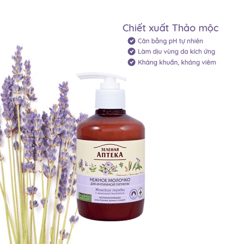 Dung Dịch Vệ Sinh Phụ Nữ Làm Dịu Da, Ngăn Ngừa Vi Khuẩn, Cân Bằng Độ pH Vùng Kín Zelenaya Apteka 370ml