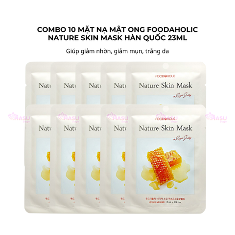 Combo 10 mặt nạ mật ong giúp giảm nhờn, giảm mụn, trắng da Foodaholic Nature Skin Mask Hàn Quốc 23ml