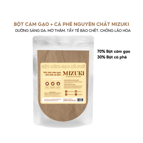 Bột Cám Gạo Cà Phê Nguyên Chất MIZUKI dưỡng sáng da, mờ thâm, tẩy tế bào chết, chống lão hóa