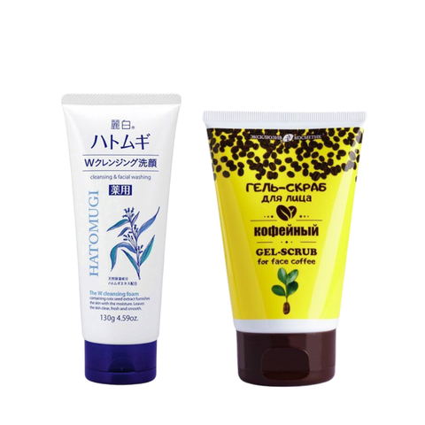 Combo Sạch Sâu Sáng Da Cho Da Mặt - Sữa Rửa Mặt Hatomugi Và Tẩy Tế Bào Chết Exclusive Cosmetic 100g