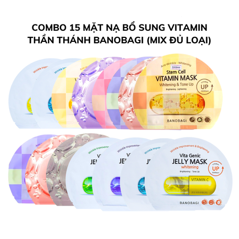 Combo 15 Mặt Nạ Bổ Sung Vitamin Thần Thánh BANOBAGI Vita Genic Mask 30ml (Mix Đủ Loại)