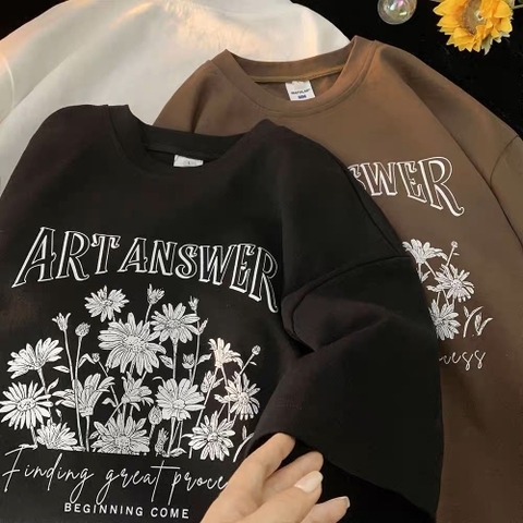 Áo Thun Tay Lỡ Unisex Nam Nữ, Áo Thun Form Rộng Thời Trang In Hình Dễ Thương Freesize