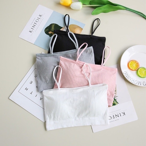 [A07] Áo Lót Quây, Áo Ngực Áo Bra Áo Ống 2 Dây Cotton Gân Tăm Có Mút Ngực Tháo Rời Freesize Từ 35-55kg