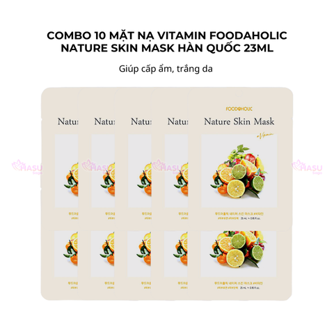 Combo10 mặt nạ vitamin tổng hợp giúp cấp ẩm, trắng da Foodaholic Nature Skin Mask Hàn Quốc 23ml