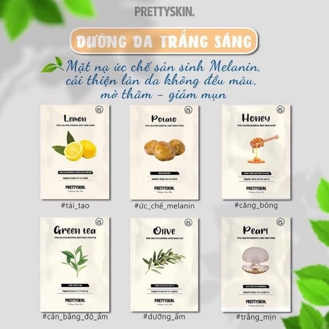 Combo 21 Mặt Nạ Dưỡng Da Trắng Sáng Toàn Diện Kể Cả Da Nhạy Cảm Prettyskin Hàn Quốc - Siêu Tiết Kiệm (Mix Đủ Loại)